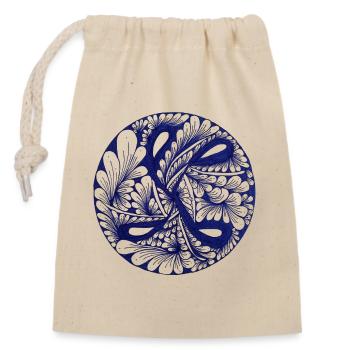 Un dessin qui relie – peint à la main par Martina - Sac cadeau en coton avec cordon (14 x 20 cm) - nature - Devant