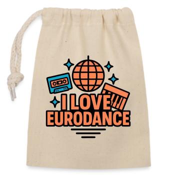 Eurodance Love Neon Design - Verschließbarer Geschenkbeutel aus Baumwolle (14x20cm) - Natur - Vorne