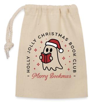 Club de lecture de Noël fantôme jeux de mots drôle lecteur souhaits - Sac cadeau en coton avec cordon (14 x 20 cm) - nature - Devant