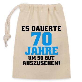 70 ans à dire l’anniversaire des hommes drôles - Sac cadeau en coton avec cordon (14 x 20 cm) - nature - Devant