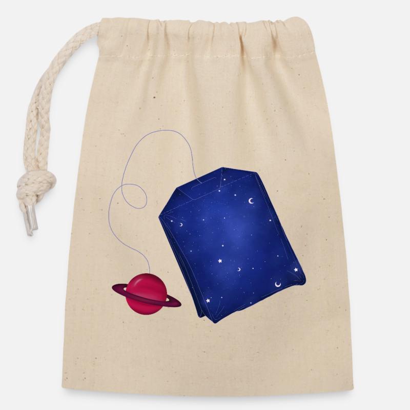 Space Tea - Closable cotton gift bag (14x20cm) - nature