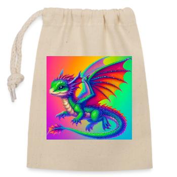 dragon - Closable cotton gift bag (14x20cm) - nature - Front