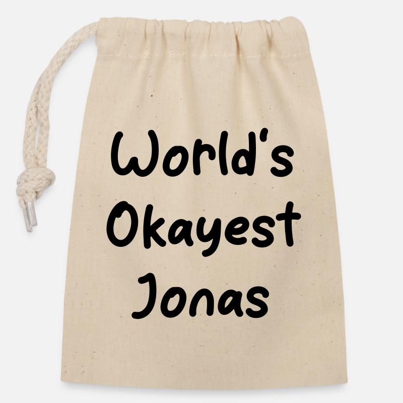 World-s_okayest_Jonas - Verschließbarer Geschenkbeutel aus Baumwolle (14x20cm) - Natur