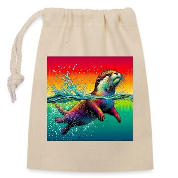 Otter - Verschließbarer Geschenkbeutel aus Baumwolle (14x20cm) - Natur - Vorne