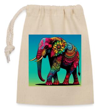 éléphant - Sac cadeau en coton avec cordon (14 x 20 cm) - nature - Devant