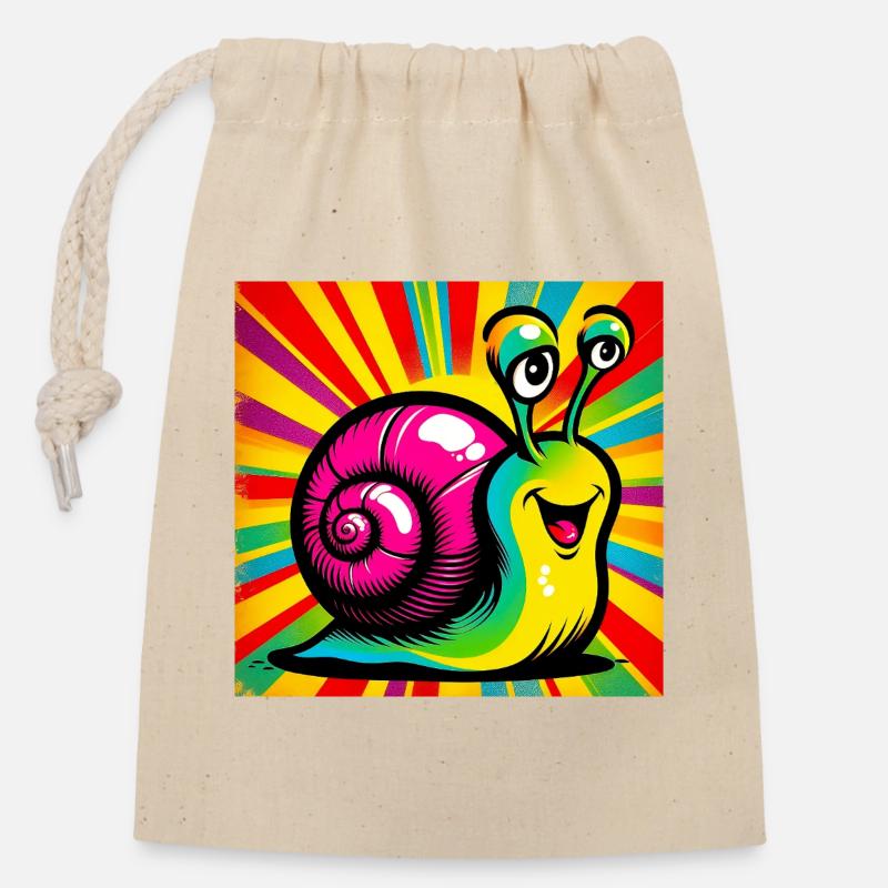 Schnecke - Verschließbarer Geschenkbeutel aus Baumwolle (14x20cm) - Natur