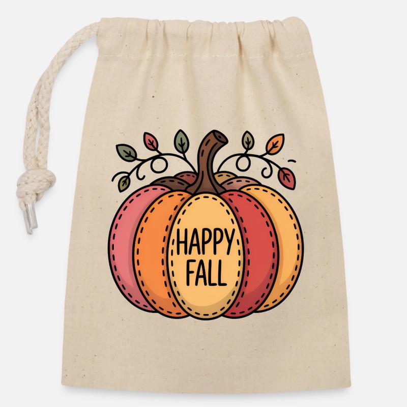 Froher Herbst Kürbisbeet - Verschließbarer Geschenkbeutel aus Baumwolle (14x20cm) - Natur