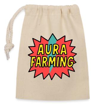 Aura Farming  - Closable cotton gift bag (14x20cm) - nature - Front