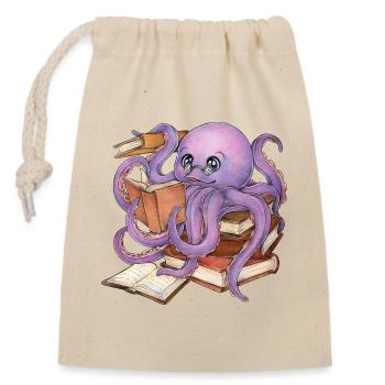 Reading Octopus in Stack of Books Book Gift - Closable cotton gift bag (14x20cm) - nature - Front