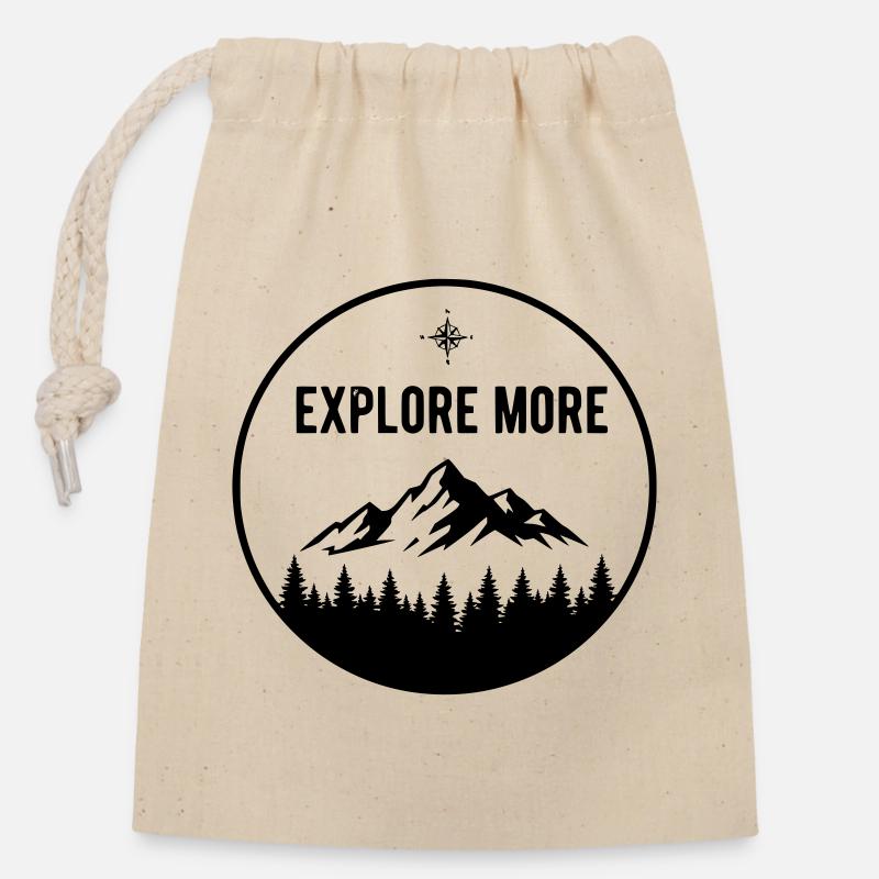Explorer - Closable cotton gift bag (14x20cm) - nature