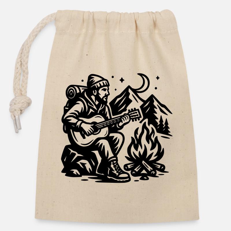 Feu de camp - Sac cadeau en coton avec cordon (14 x 20 cm) - nature
