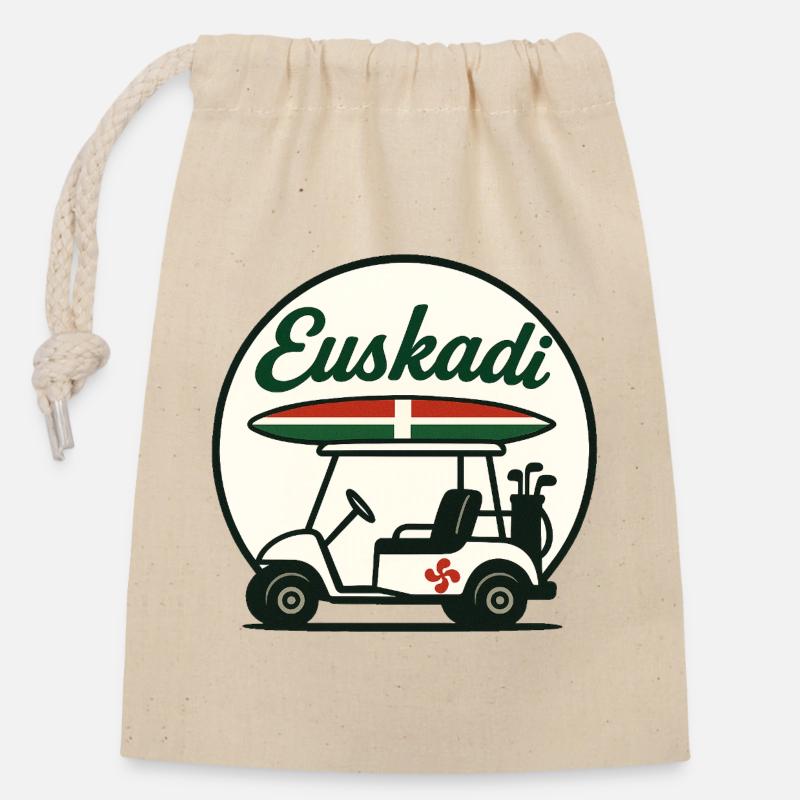 BASQUE COUNTRY GOLF & SURFING - Closable cotton gift bag (14x20cm) - nature