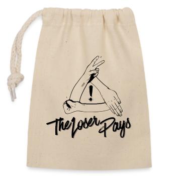 Le perdant paie – Signe de main amusant - Sac cadeau en coton avec cordon (14 x 20 cm) - nature - Devant