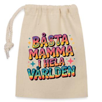 Beste Mama der Welt - Verschließbarer Geschenkbeutel aus Baumwolle (14x20cm) - Natur - Vorne