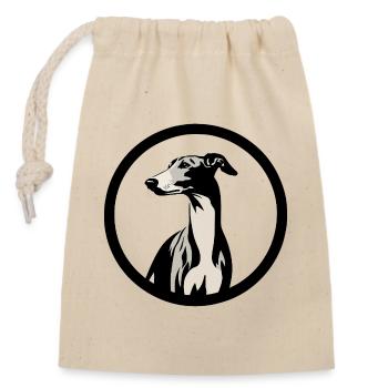Galgo-Logo Nr3 - Verschließbarer Geschenkbeutel aus Baumwolle (14x20cm) - Natur - Vorne