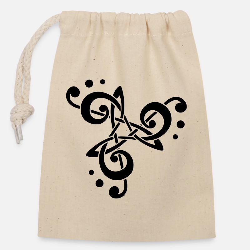 Musikalische Note in Triskelion - Verschließbarer Geschenkbeutel aus Baumwolle (14x20cm) - Natur