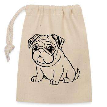 Mops schwarz Hunde T-shirt Geschenk Weihnachten - Verschließbarer Geschenkbeutel aus Baumwolle (14x20cm) - Natur - Vorne