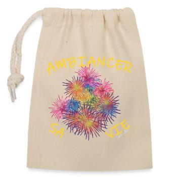 Ambiancer sa vie - Sac cadeau en coton avec cordon (14 x 20 cm) - nature - Devant