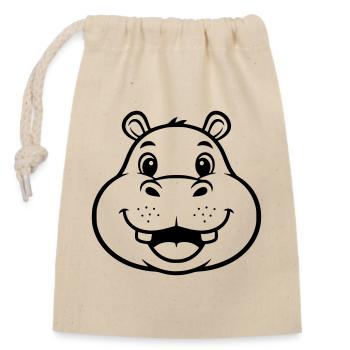 Laughing Hippo Face Head Vector - Closable cotton gift bag (14x20cm) - nature - Front
