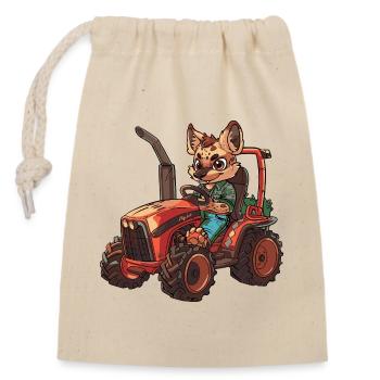 Hyène Tractor Farmer - Sac cadeau en coton avec cordon (14 x 20 cm) - nature - Devant