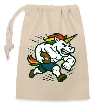Unicorn Football Speed Mascot Power Design - Closable cotton gift bag (14x20cm) - nature - Front