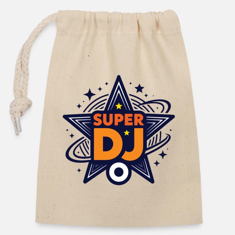 SUPER DJ – lass uns reden - Verschließbarer Geschenkbeutel aus Baumwolle (14x20cm) - Natur