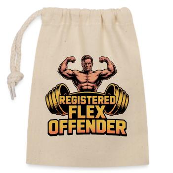 Registered Flex Offender - Funny Gym Tshirt - Verschließbarer Geschenkbeutel aus Baumwolle (14x20cm) - Natur - Vorne