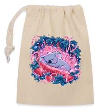 Koala endormi dans la lueur fraise - Sac cadeau en coton avec cordon (14 x 20 cm) - nature - Devant