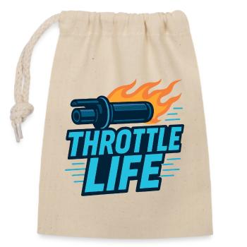 Throttle Life - Motorcycle - Biker - Closable cotton gift bag (14x20cm) - nature - Front