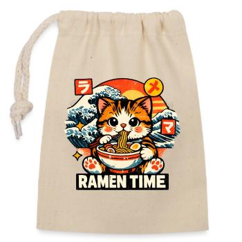 Chats Ramen Nouilles Anime japonais Manga Kawaii - Sac cadeau en coton avec cordon (14 x 20 cm) - nature - Devant