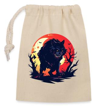 evil moon wolf werewolf in gloomy moonlight - Closable cotton gift bag (14x20cm) - nature - Front