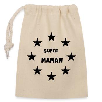 Super-Mama - Verschließbarer Geschenkbeutel aus Baumwolle (14x20cm) - Natur - Vorne