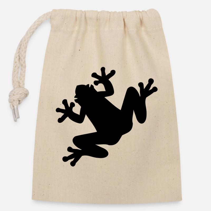 Grenouille - Sac cadeau en coton avec cordon (14 x 20 cm) - nature