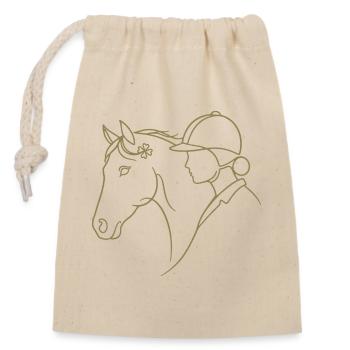 Dressage de chevaux minimaliste en silhouette - Sac cadeau en coton avec cordon (14 x 20 cm) - nature - Devant