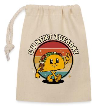 CU Next Tuesday Taco Retro Funny - Closable cotton gift bag (14x20cm) - nature - Front