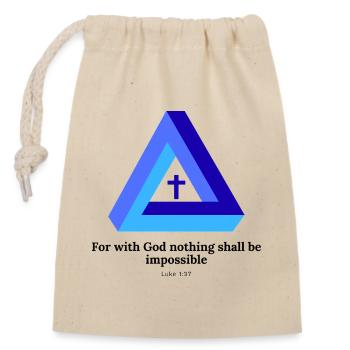 Car avec Dieu, rien ne sera impossible. Luc 1:37 - Sac cadeau en coton avec cordon (14 x 20 cm) - nature - Devant