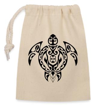 Tortue-3-noir - Sac cadeau en coton avec cordon (14 x 20 cm) - nature - Devant