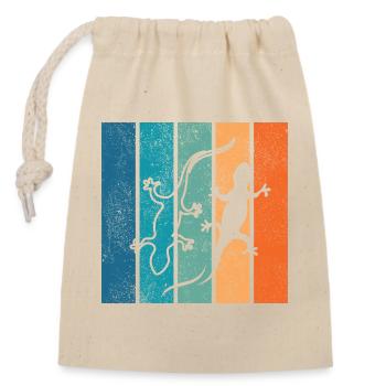 Geckos in rainbow stripes - Closable cotton gift bag (14x20cm) - nature - Front