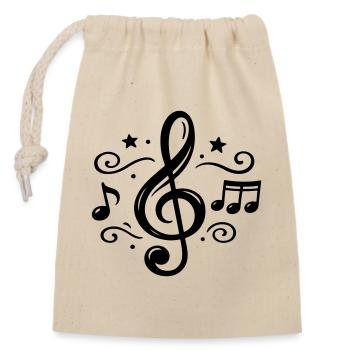 Notes musicales de clé - Sac cadeau en coton avec cordon (14 x 20 cm) - nature - Devant