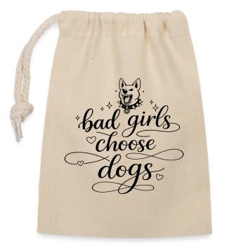 Les Bad Girls choisissent les chiens - Sac cadeau en coton avec cordon (14 x 20 cm) - nature - Devant
