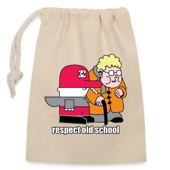 Respekt vor Old School Retro Cartoon - Verschließbarer Geschenkbeutel aus Baumwolle (14x20cm) - Natur - Vorne