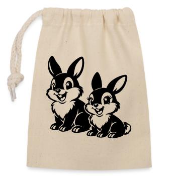 Sketched Rabbit Duets - Closable cotton gift bag (14x20cm) - nature - Front