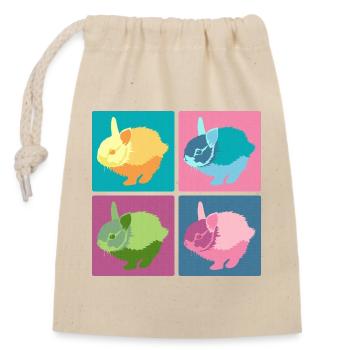 Kaninchen Pop-Art Farbblock-Set - Verschließbarer Geschenkbeutel aus Baumwolle (14x20cm) - Natur - Vorne