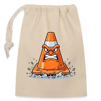 Angry cone in cartoon style - Closable cotton gift bag (14x20cm) - nature - Front