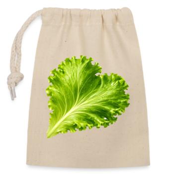 Illustration de feuille de laitue en forme de cœur - Sac cadeau en coton avec cordon (14 x 20 cm) - nature - Devant