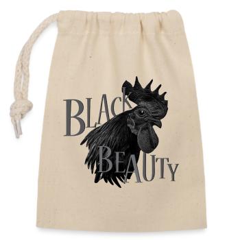 Ayam Cemani - Fans de poulet - Coq - Coq - Sac cadeau en coton avec cordon (14 x 20 cm) - nature - Devant