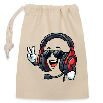 Happy Gaming-Headset - Verschließbarer Geschenkbeutel aus Baumwolle (14x20cm) - Natur - Vorne
