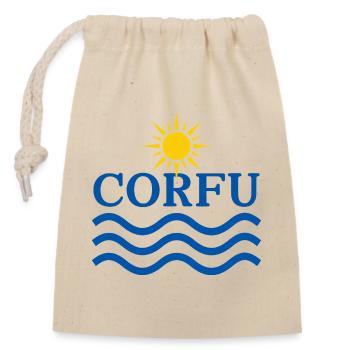 Corfu Sun Waves Logo - Sac cadeau en coton avec cordon (14 x 20 cm) - nature - Devant