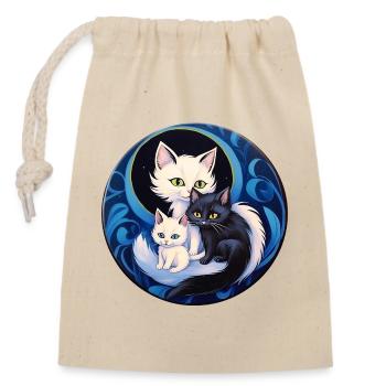 Moon Cat Trio - Sac cadeau en coton avec cordon (14 x 20 cm) - nature - Devant