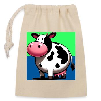 vache - Sac cadeau en coton avec cordon (14 x 20 cm) - nature - Devant